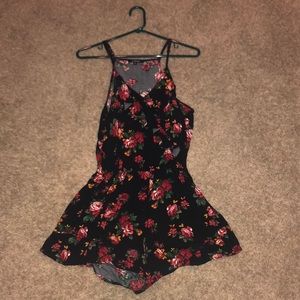 Black floral romper